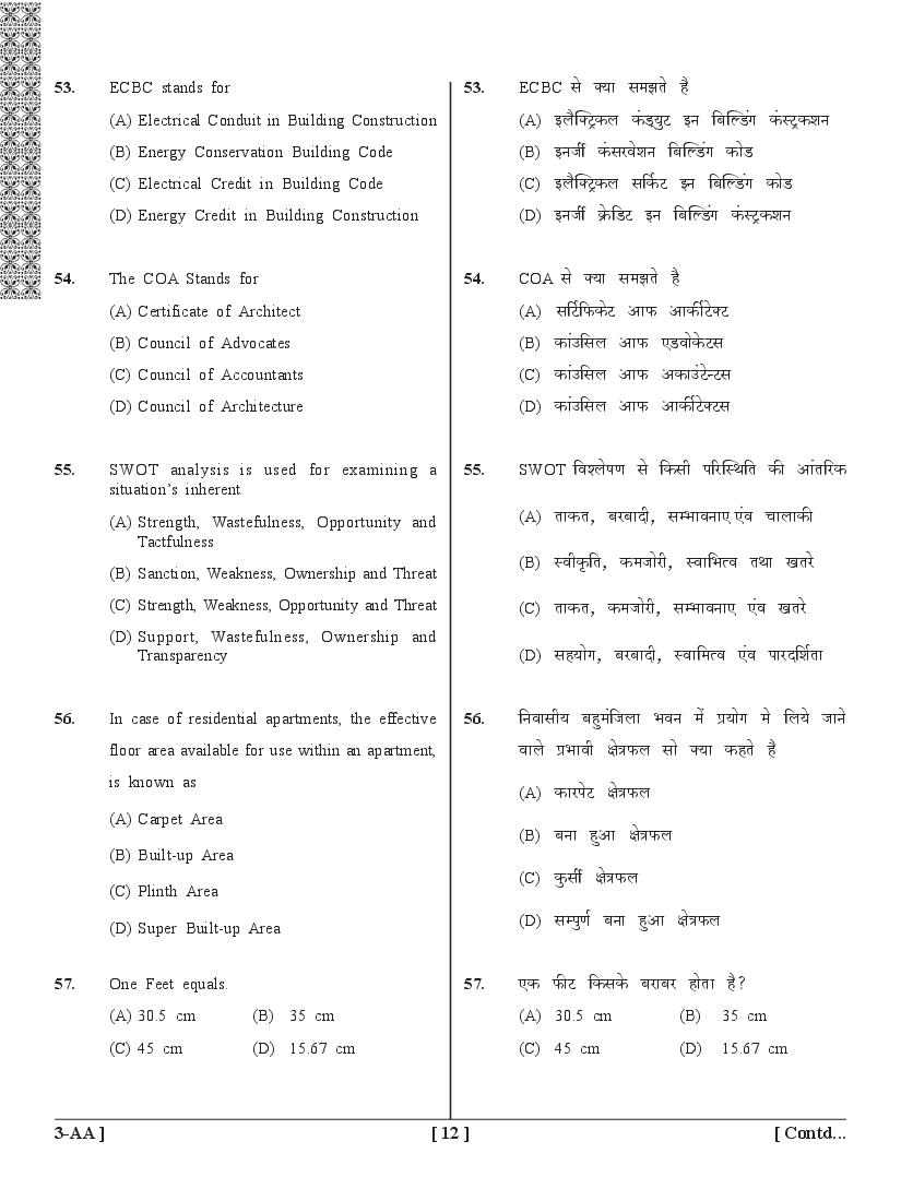 UPSEE Architecture Question Papers PDF (2015-2020) with Answer Keys