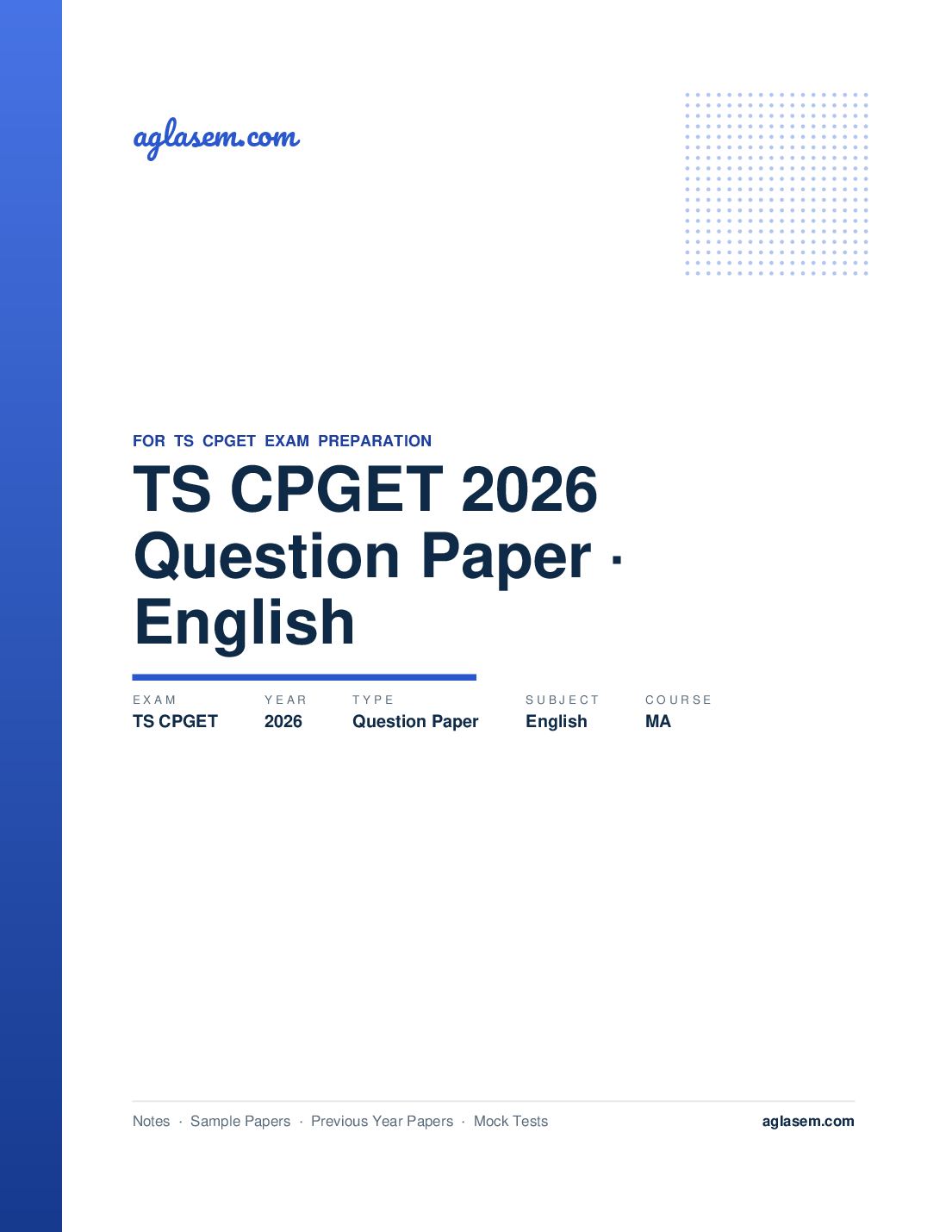 TS CPGET 2026 Question Paper MA English - Page 1 of 48