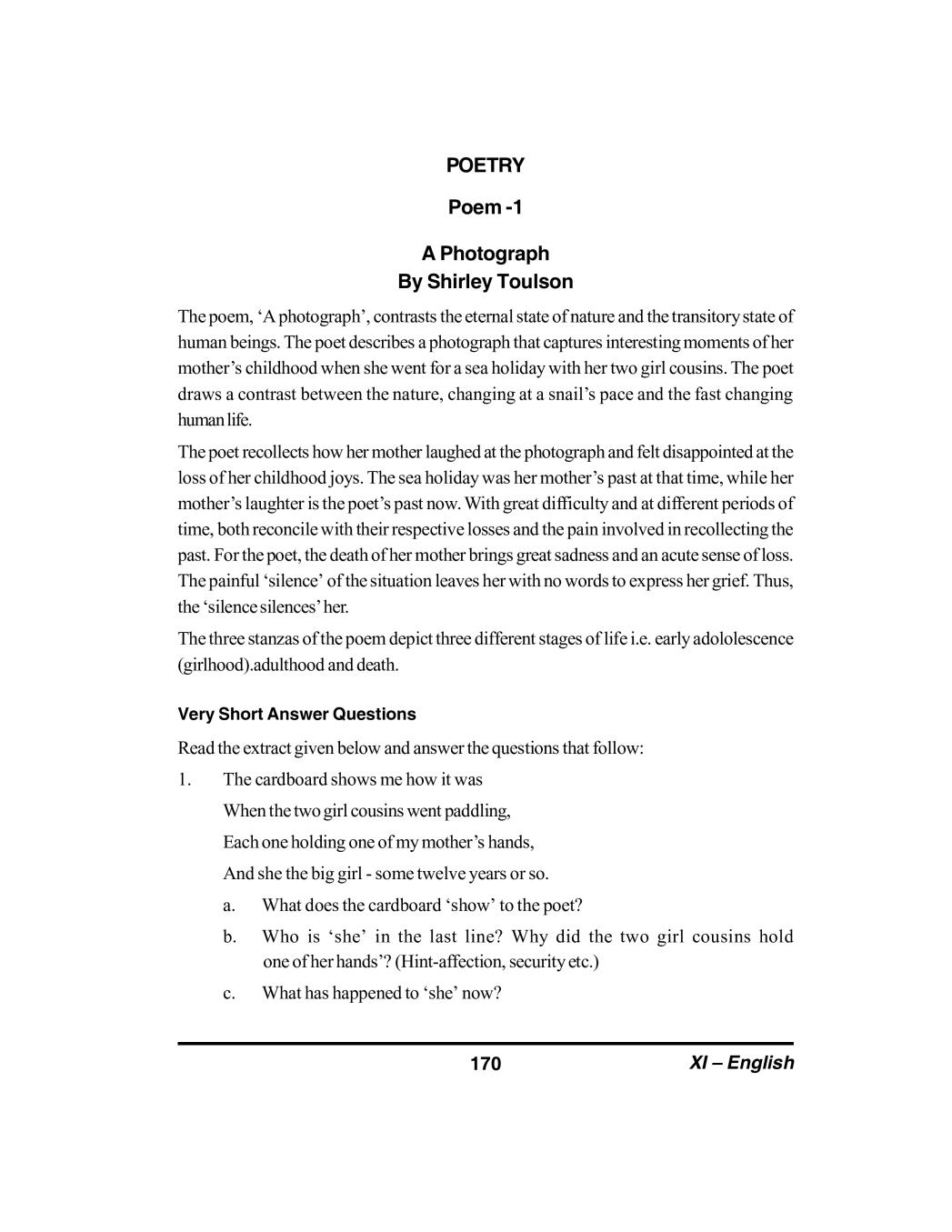 A Photograph Notes For Class 11 English PDF OneEdu24