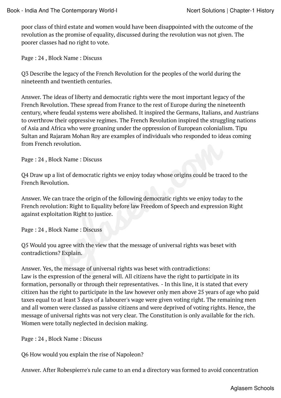 NCERT Solutions Class 9 Social Science History Chapter 1 The French 