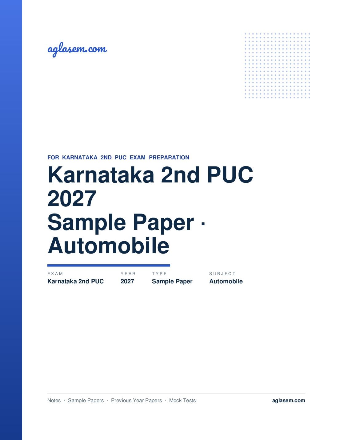 Karnataka 2nd PUC Model Question Paper 2027 for Automobile - Page 1 of 5