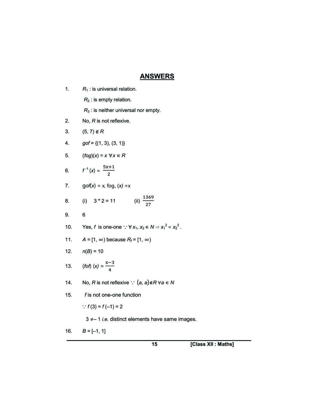 Class 12 Maths Notes For Relations And Functions PDF Study Material 