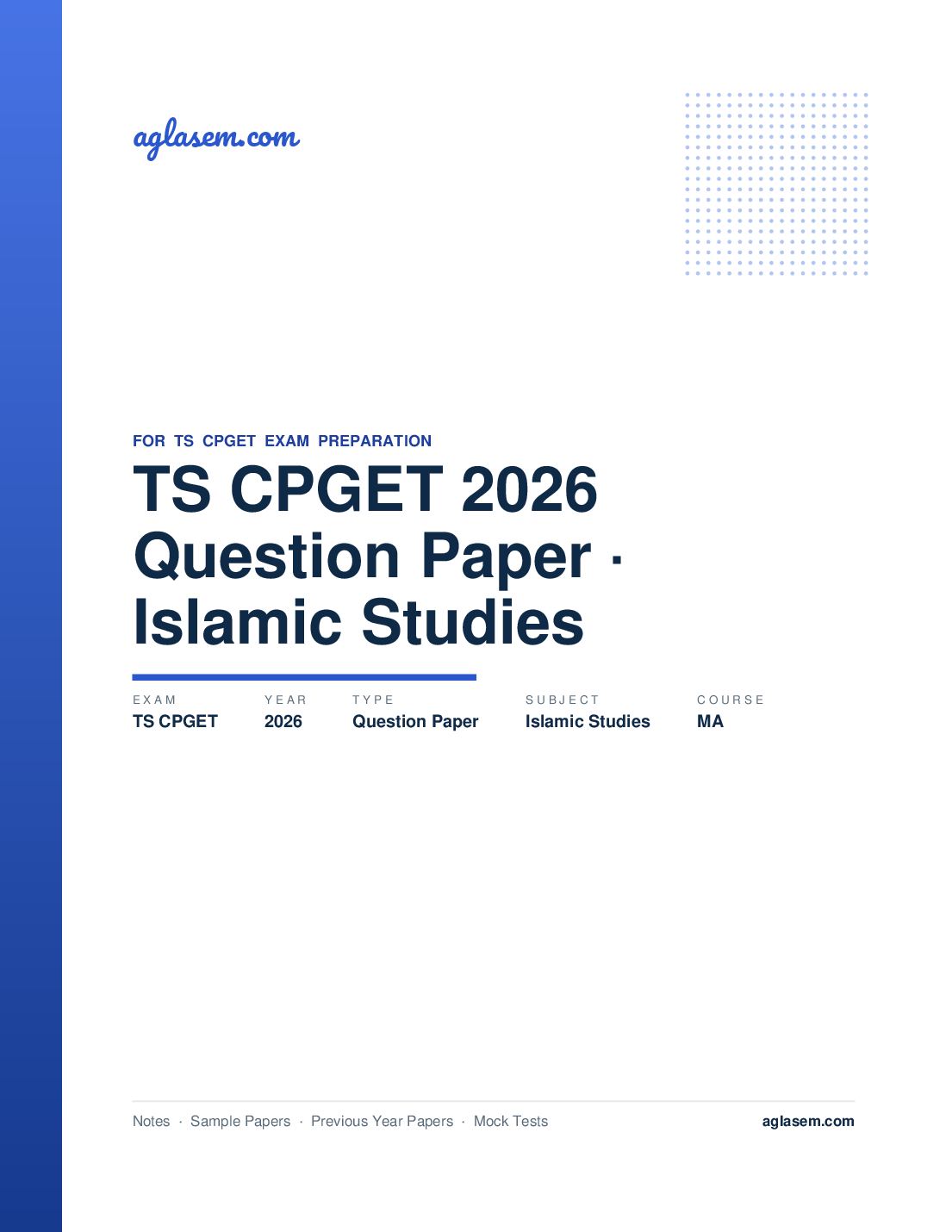 TS CPGET 2026 Question Paper MA Islamic Studies - Page 1 of 42