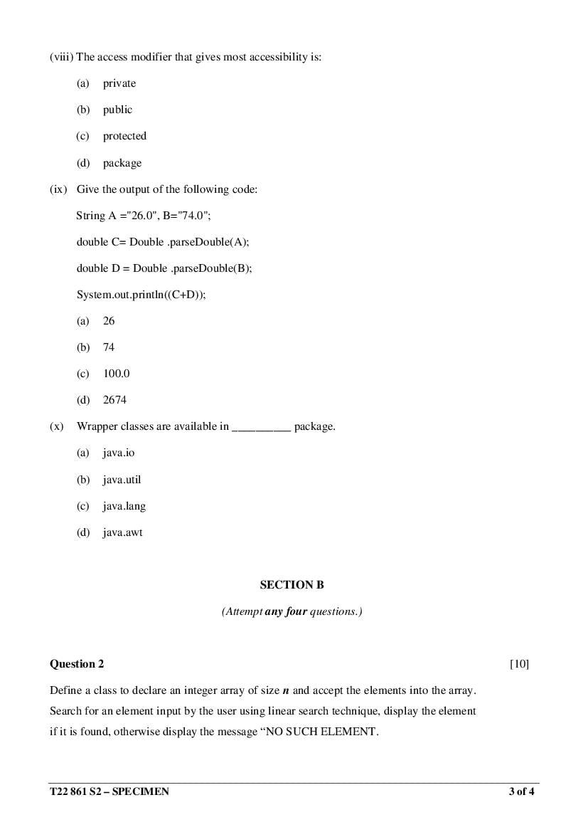 ICSE Class 10 Computer Applications Sample Paper 2022