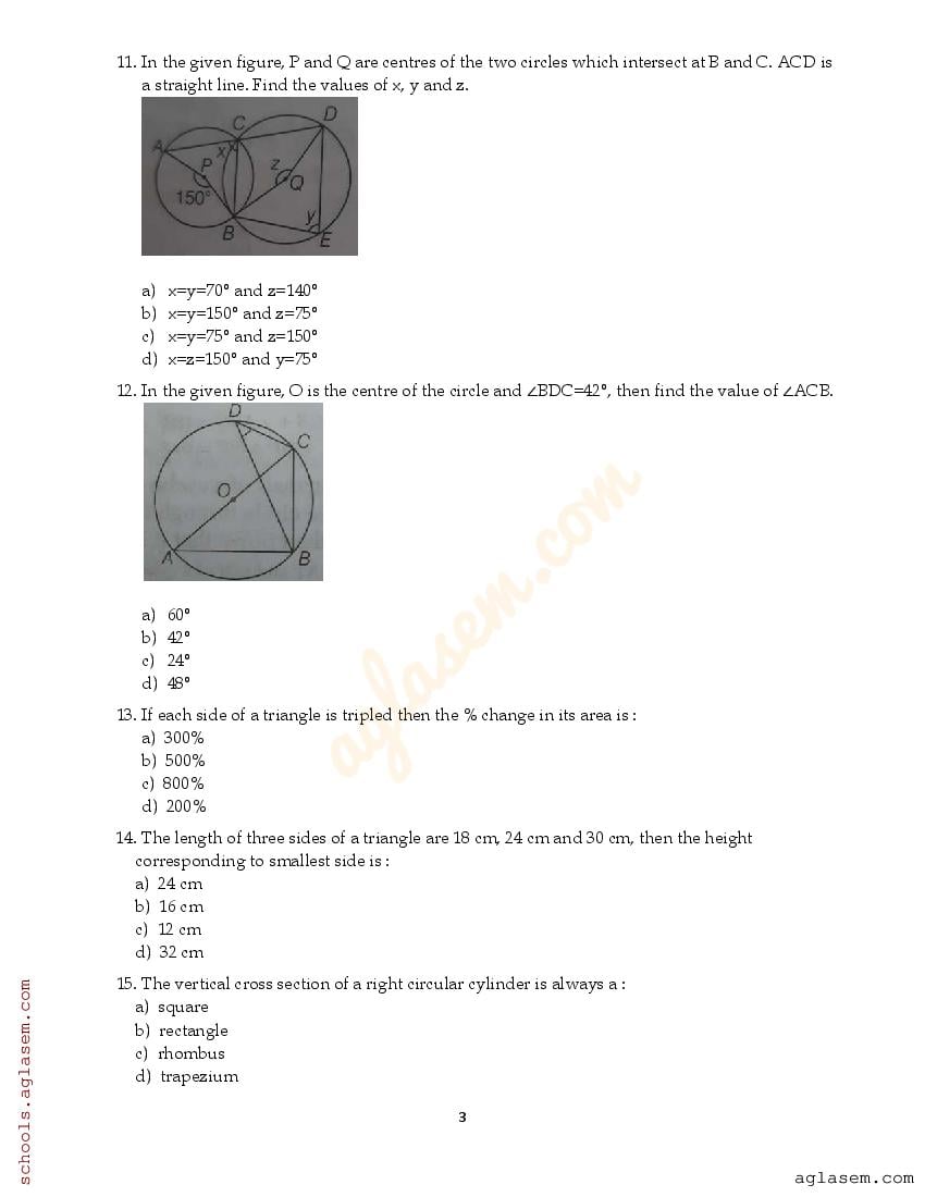 Class 9 Maths Question Paper 2023 (PDF) 9th Annual Exam Maths