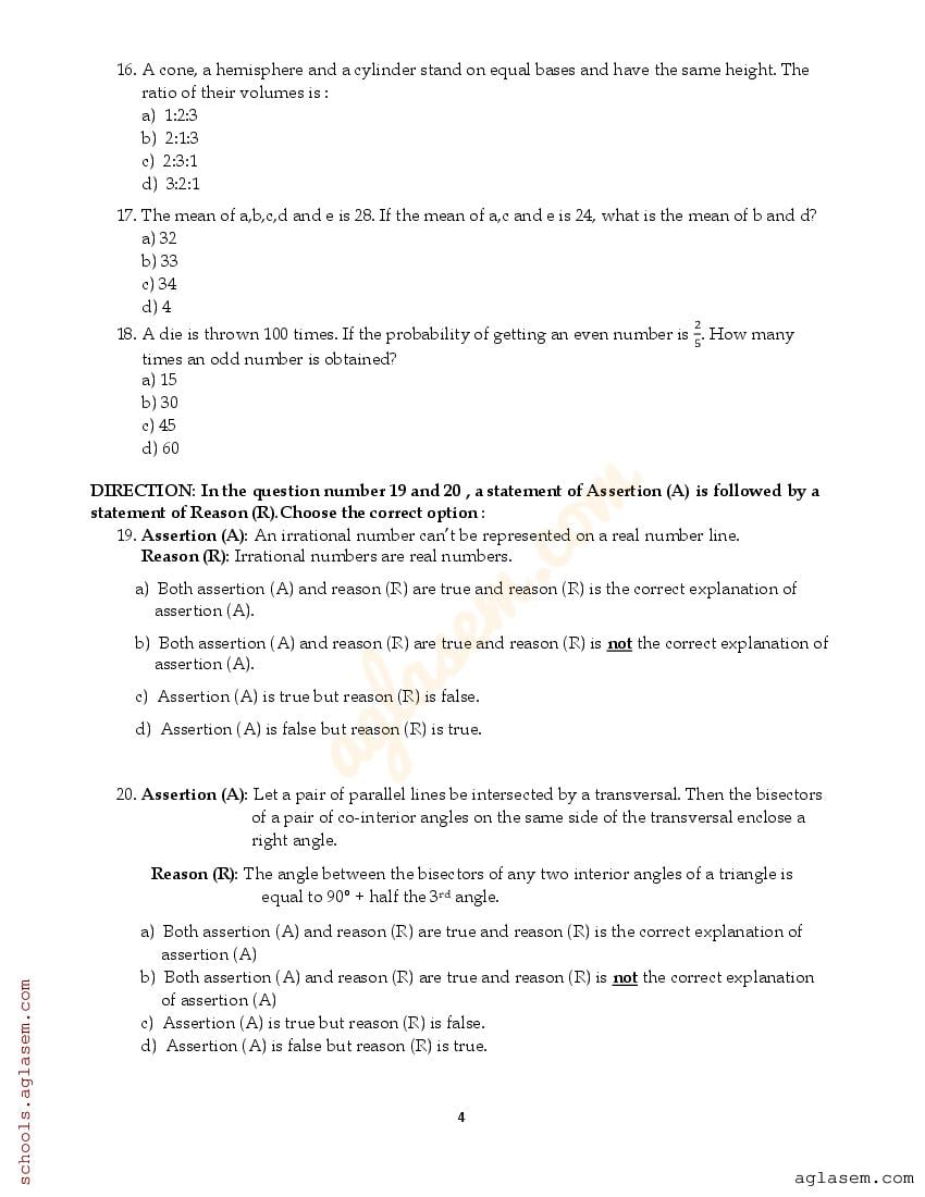 Class 9 Maths Question Paper 2023 (PDF) - 9th Annual Exam Maths ...