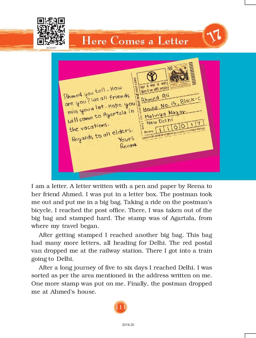 NCERT Book Class 3 EVS Chapter 17 Here comes a Letter - Page 1