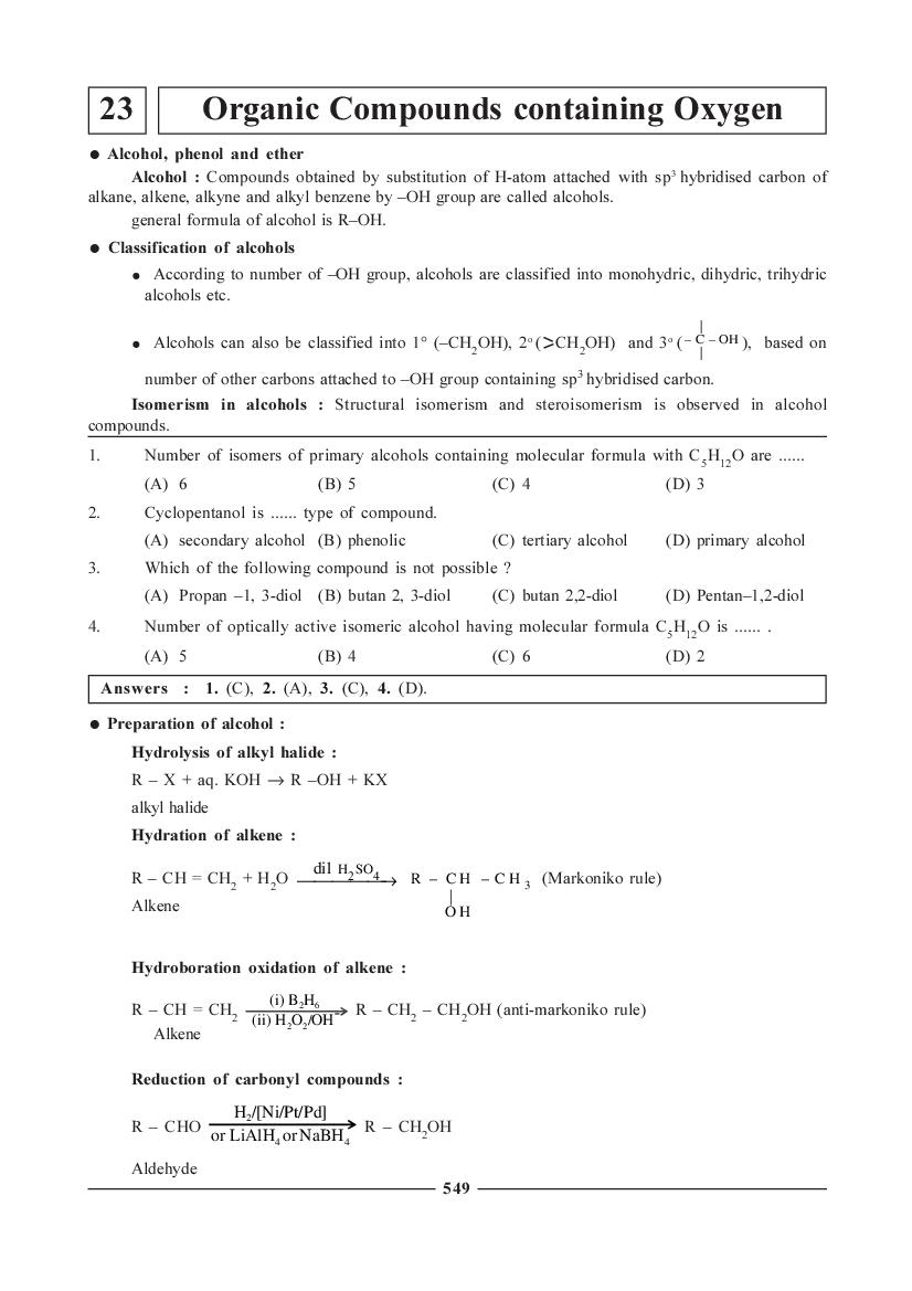 JEE NEET Chemistry Question Bank - Organic Compounds Containing Oxygen - Page 1