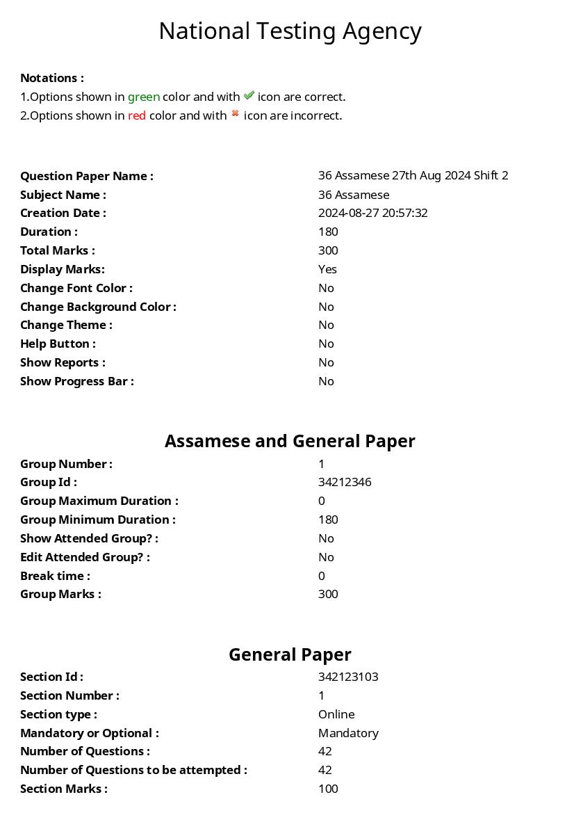 UGC NET 2024 Question Paper Assamese - Page 1