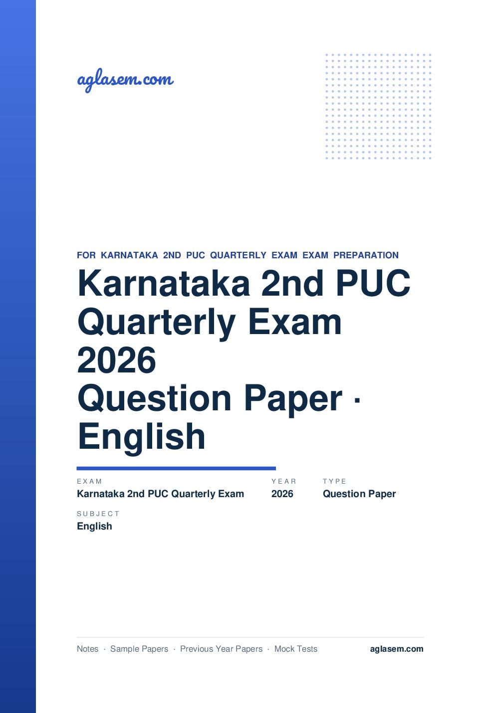 Karnataka 2nd PUC Quarterly Exam Question Paper 2026 English - Page 1 of 3