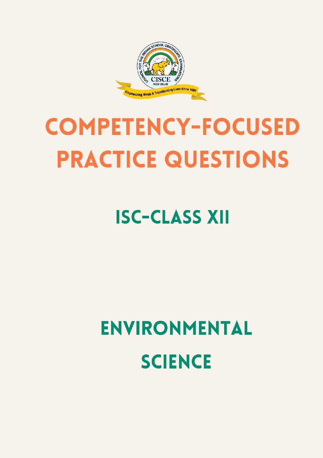 ISC Class 12 Competency Based Questions (CBQ) Environmental Science - Page 1 of 36