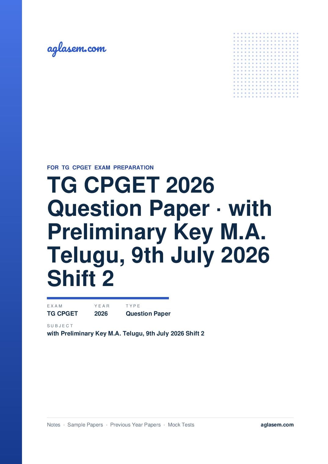 TG CPGET 2026 Question Paper with Preliminary Key M.A. Telugu, 9th July 2026 Shift 2 - Page 1 of 22