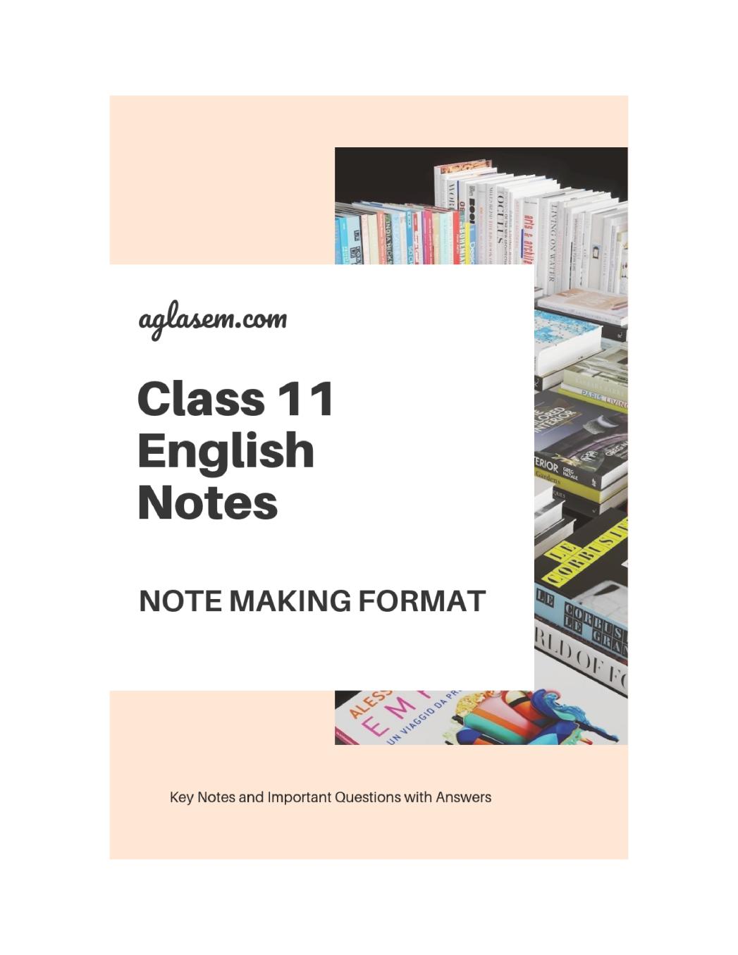 Class 11 English Note Making Format - Page 1