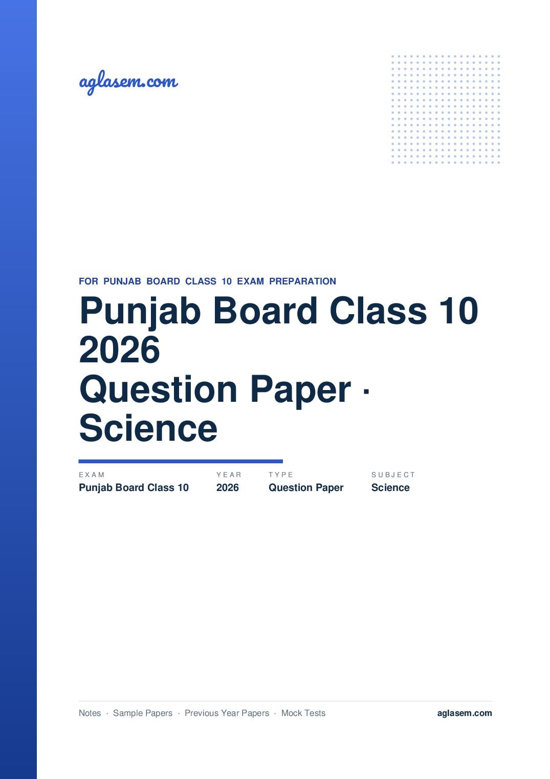 Punjab Board Class 10 Question Paper 2026 Science - Page 1 of 25