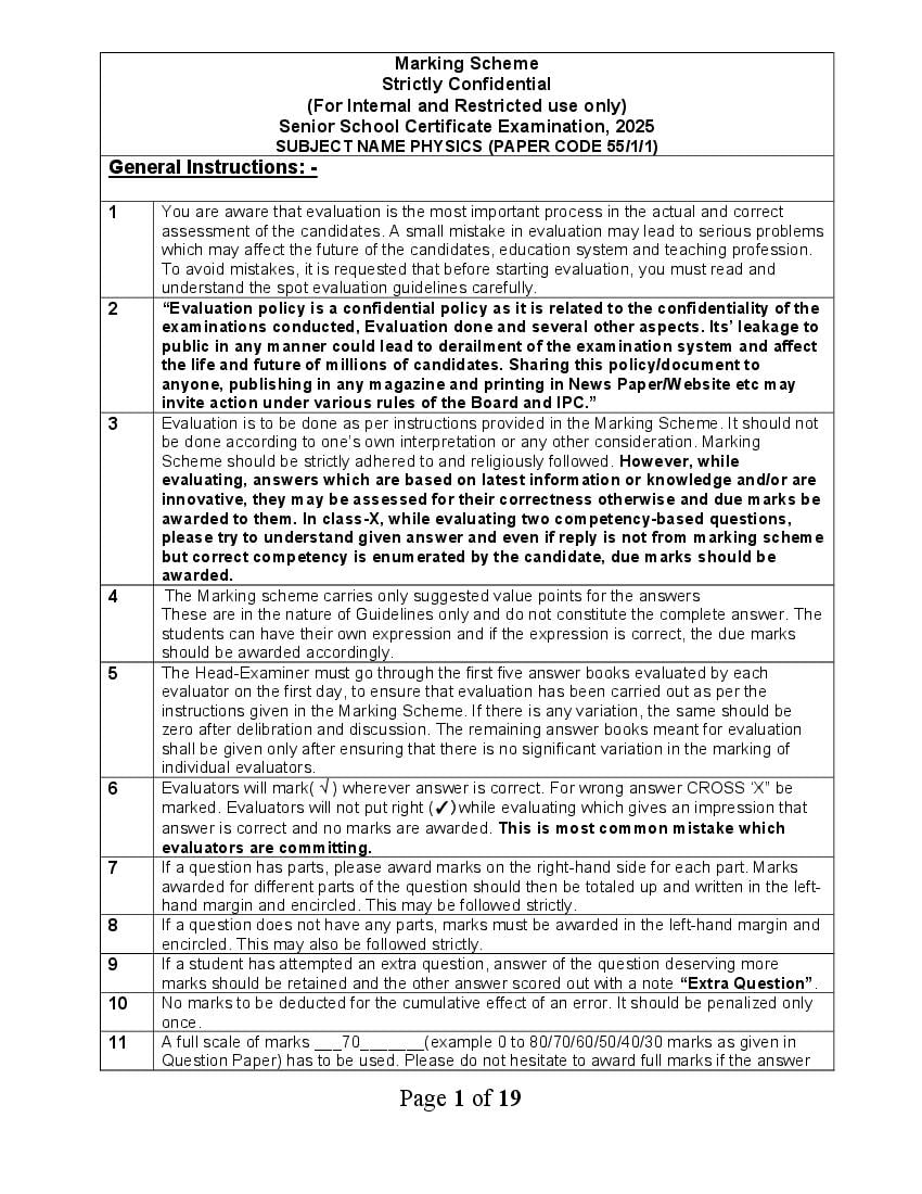 CBSE Class 12 Question Paper 2025 Solution Physics - Page 1