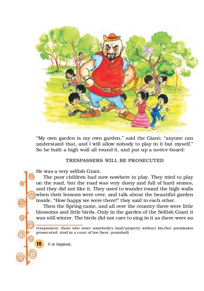 NCERT Book Class 8 English (It So Happened) Chapter 3 The Selfish Giant