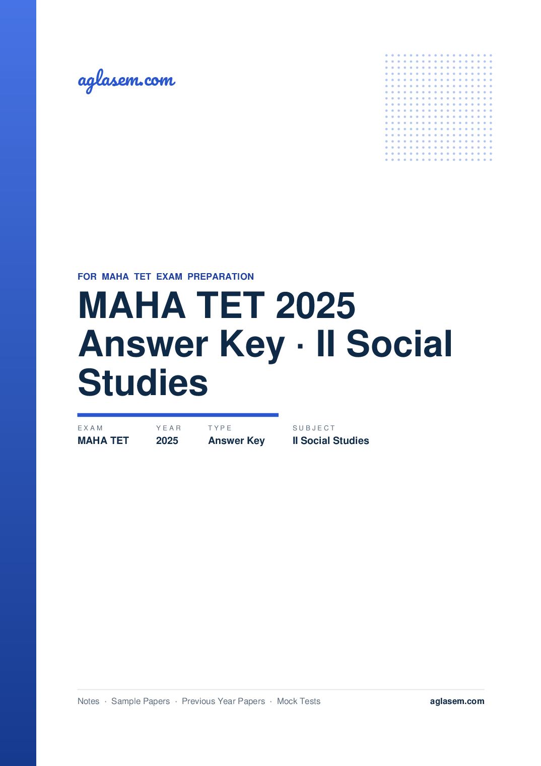 MAHA TET 2025 Answer Key II Social Studies - Page 1 of 3