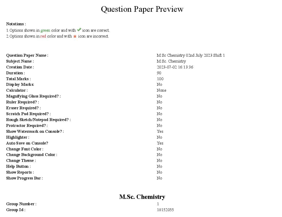 TS CPGET 2023 Question Paper M.Sc Chemistry - Page 1