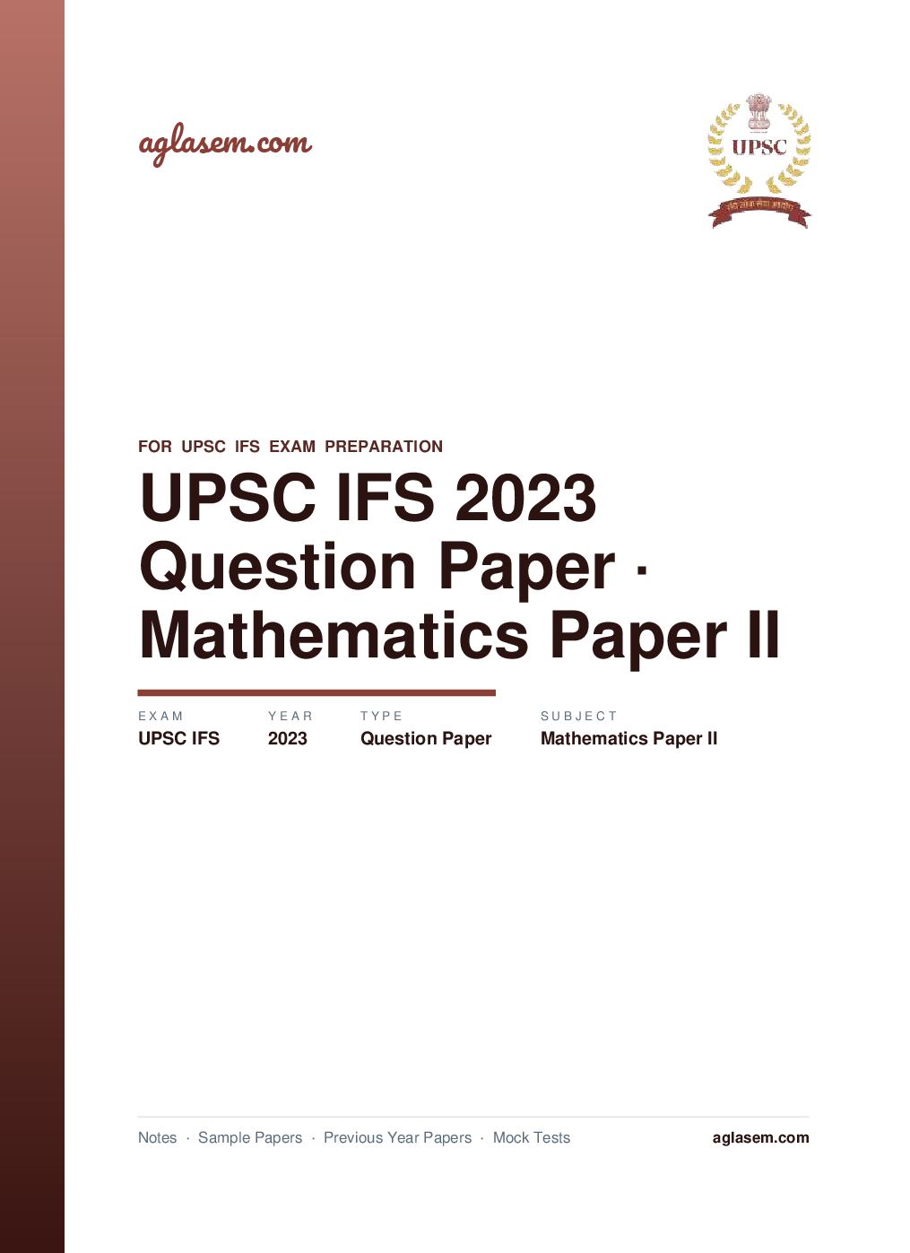 UPSC IFS 2023 Question Paper for Mathematics Paper II - Page 1 of 9
