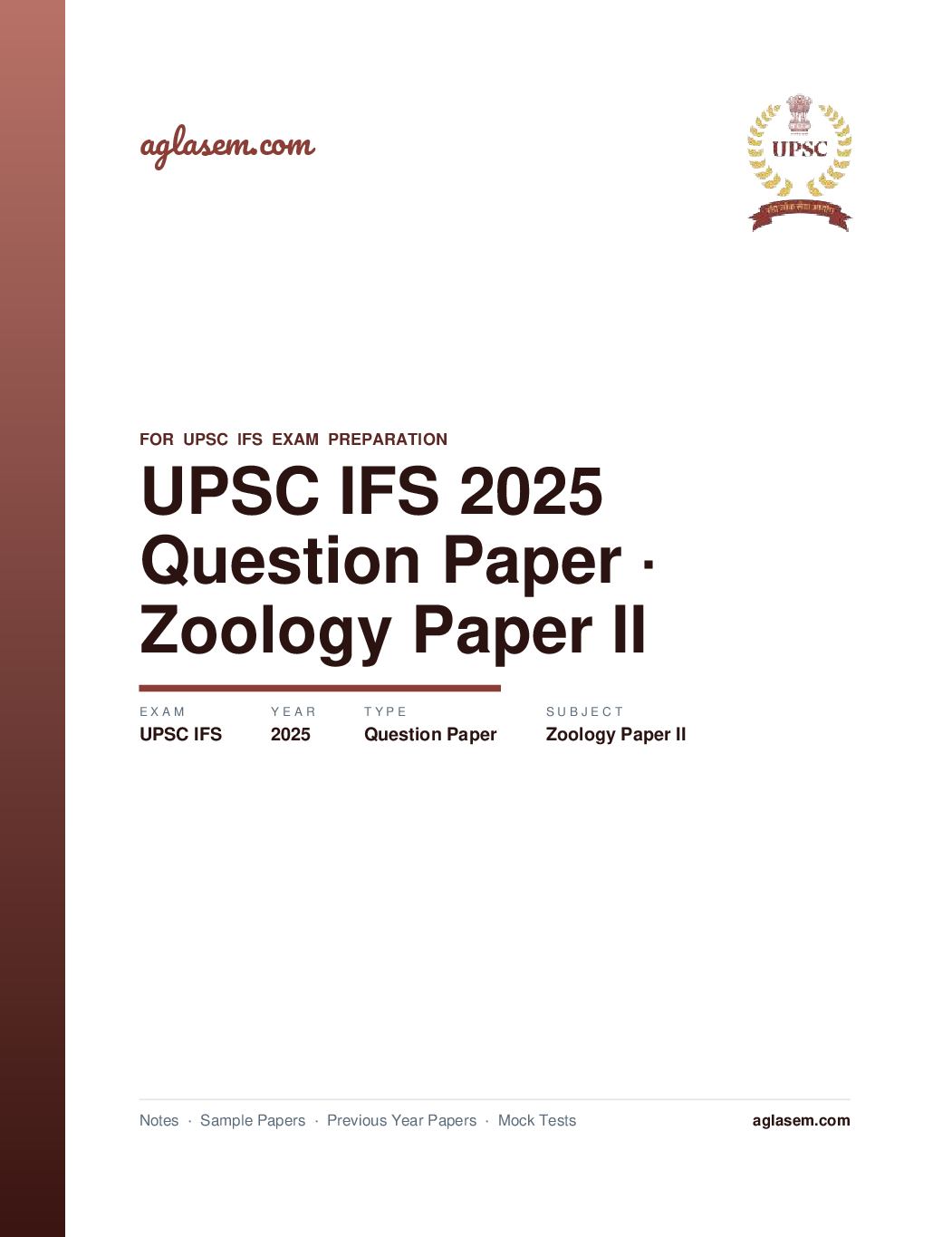 UPSC IFS 2025 Question Paper for Zoology Paper II - Page 1 of 5