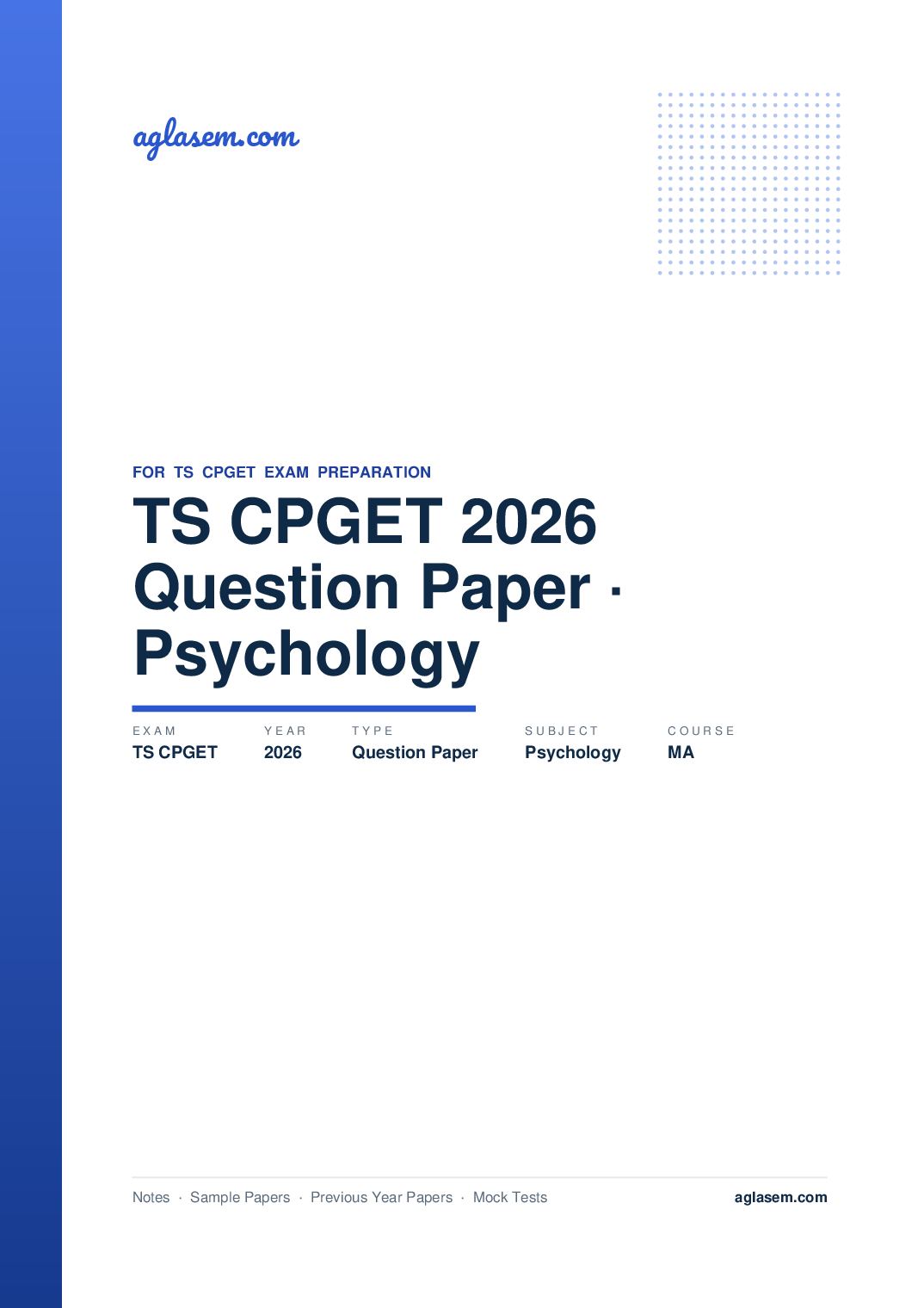 TS CPGET 2026 Question Paper MA Psychology - Page 1 of 40