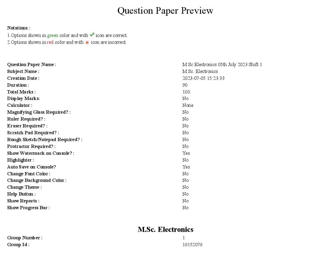 TS CPGET 2023 Question Paper M.Sc Electronics - Page 1