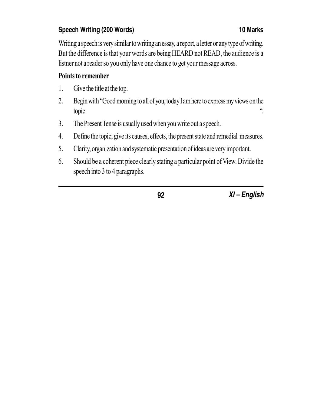 Speech Writing Format Class 11 Notes PDF Speech Writing Format 