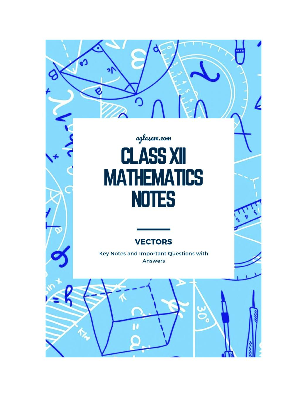 Class 12 Maths Notes for Vector - Page 1