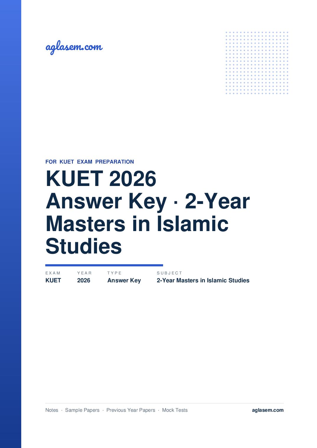 KUET 2026 Answer Key 2-Year Masters in Islamic Studies - Page 1 of 4