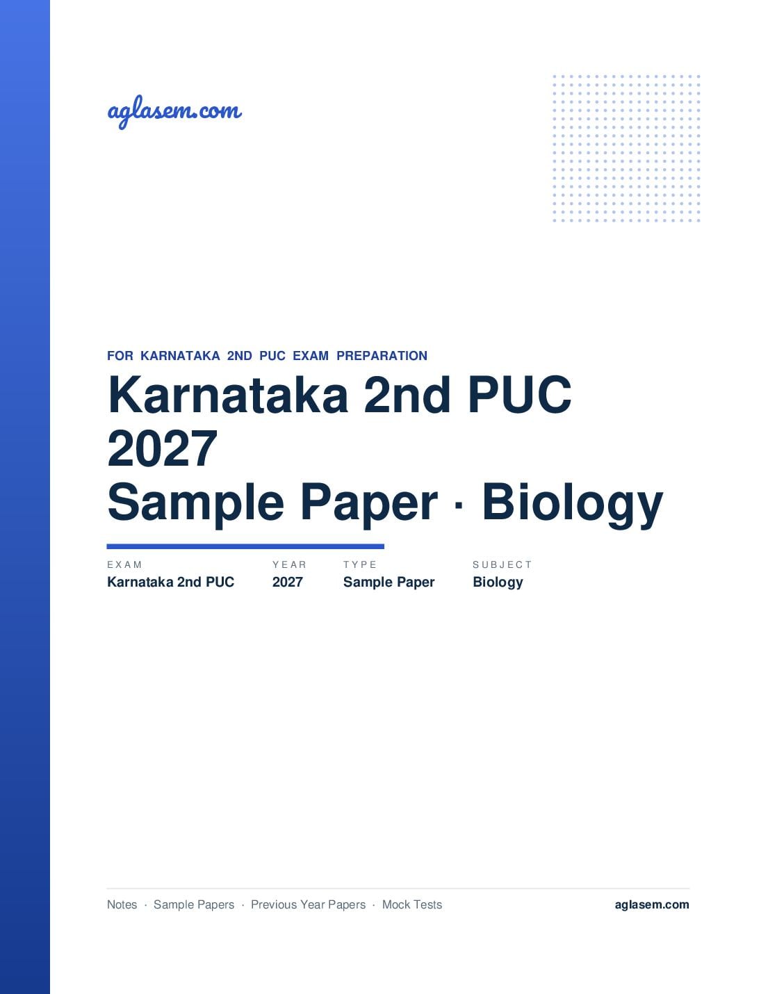 Karnataka 2nd PUC Model Question Paper 2027 for Biology - Page 1 of 6