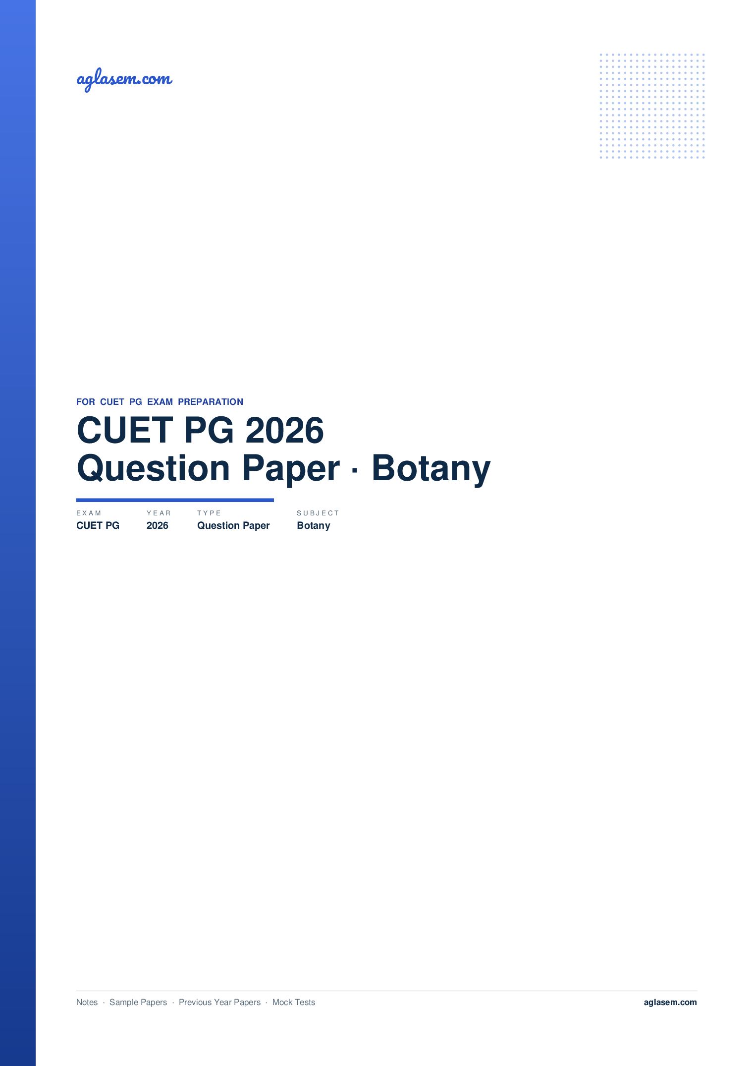CUET PG 2026 Question Paper Botany - Page 1 of 54