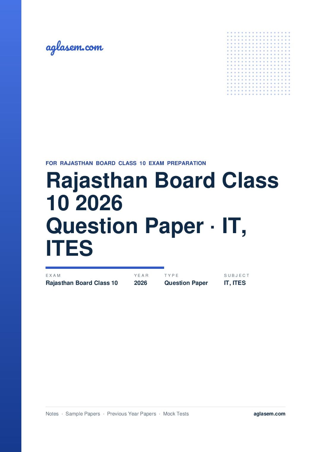 Rajasthan Board Class 10 Question Paper 2026 IT & ITES - Page 1 of 8