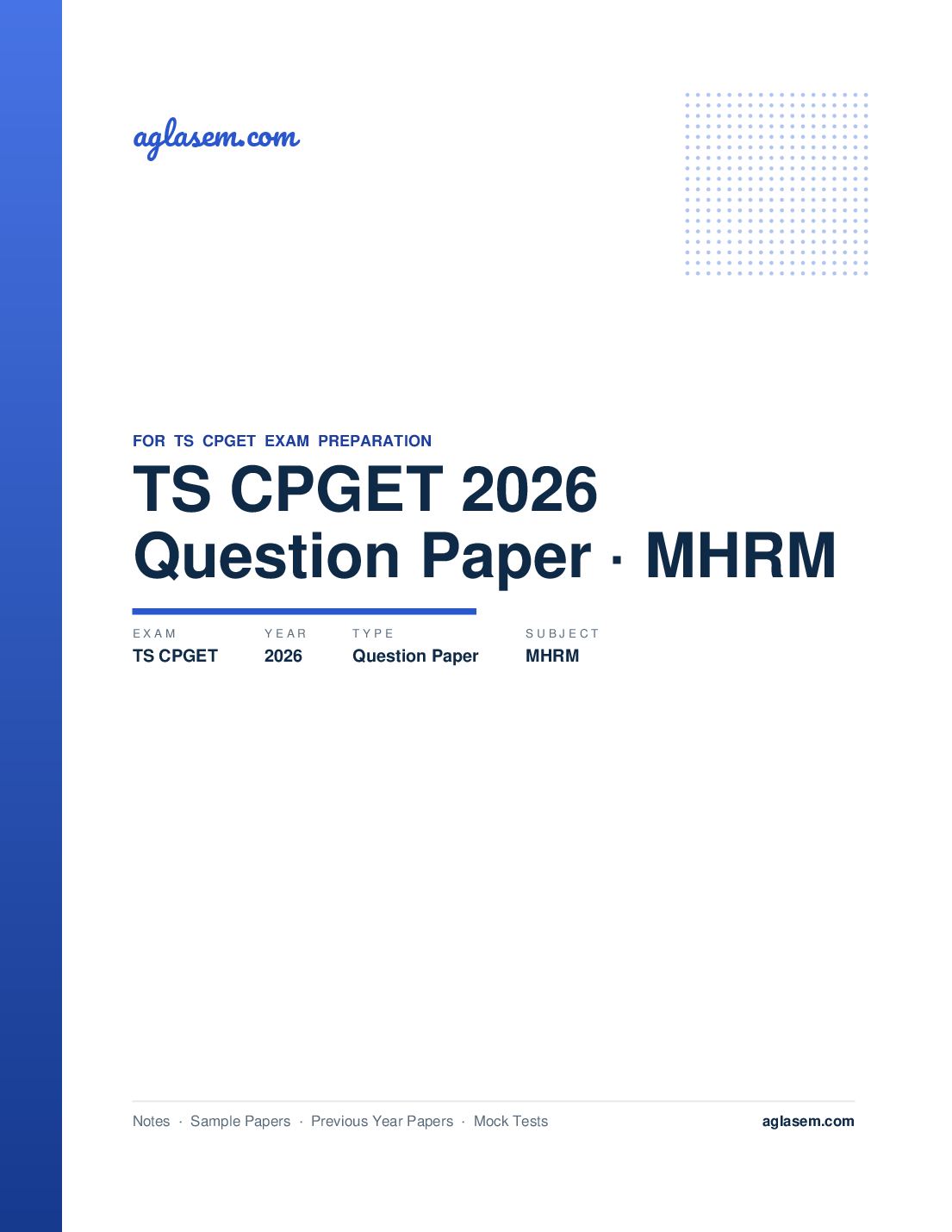 TS CPGET 2026 Question Paper MHRM - Page 1 of 26