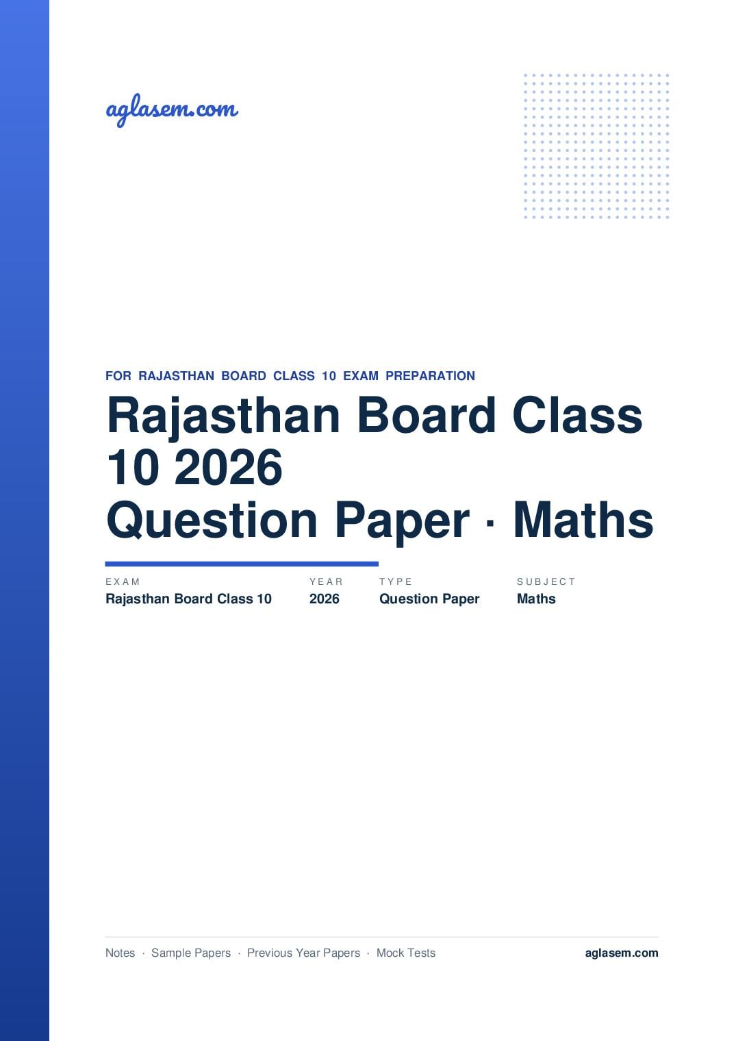 Rajasthan Board Class 10 Question Paper 2026 Maths - Page 1 of 16