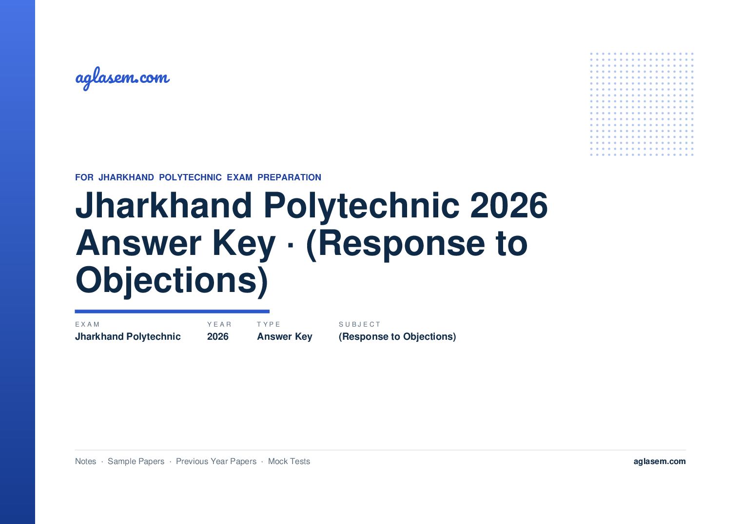 Jharkhand Polytechnic 2026 Answer Key (Response to Objections) - Page 1 of 3