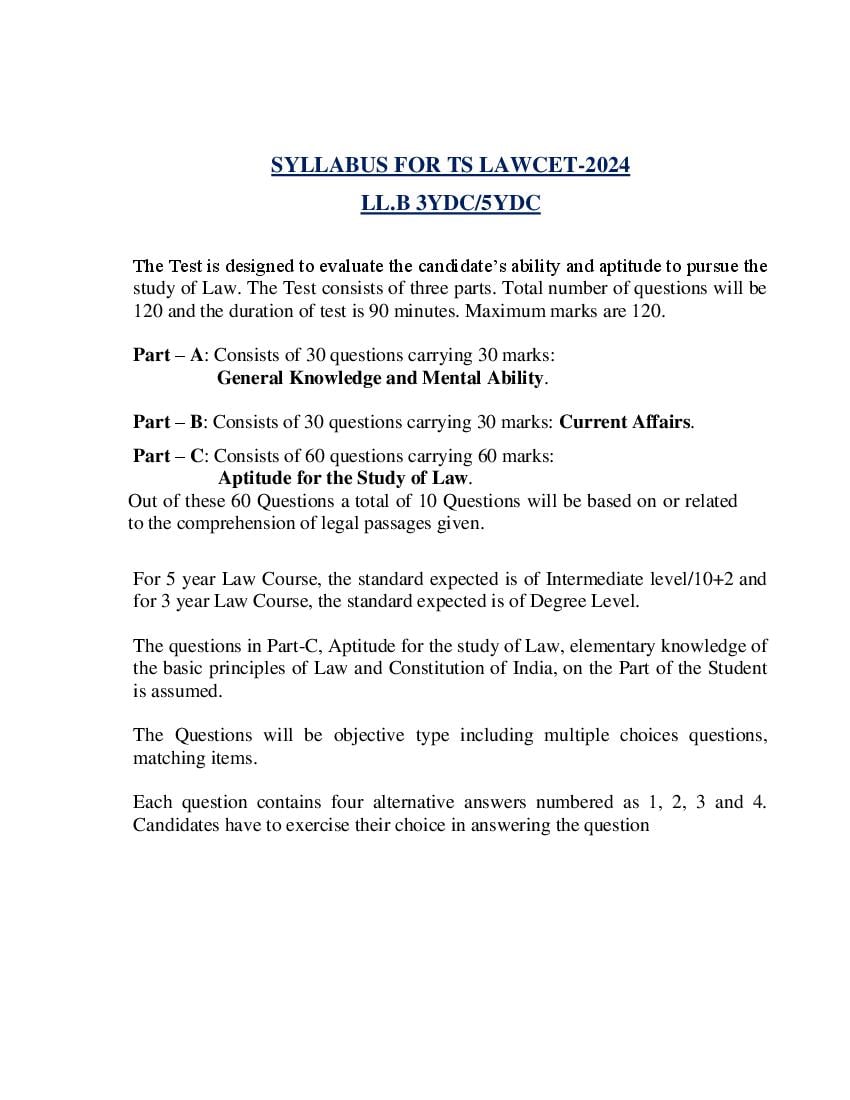 TS LAWCET 2024 Syllabus - Page 1