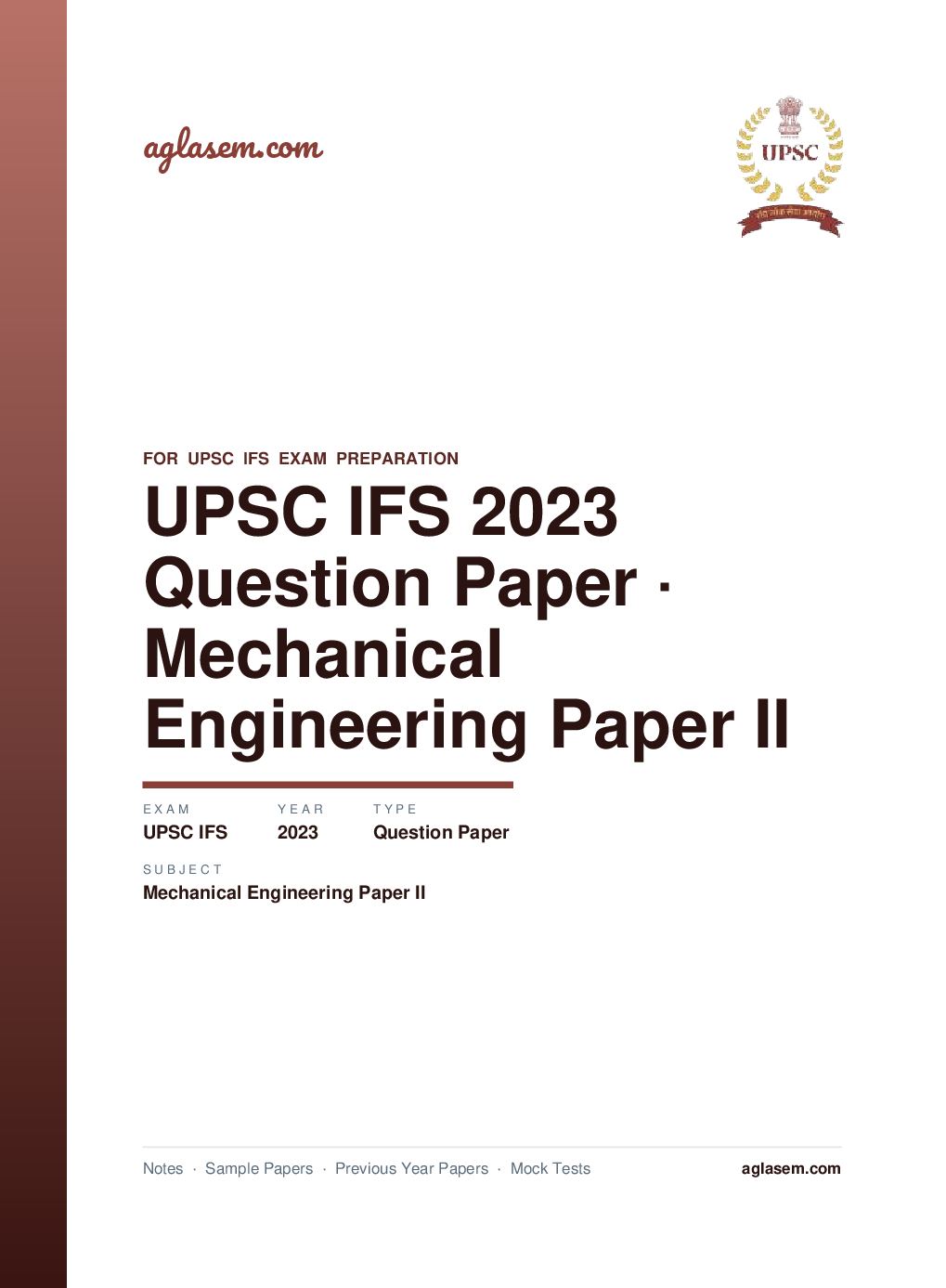 UPSC IFS 2023 Question Paper for Mechanical Engineering Paper II - Page 1 of 11