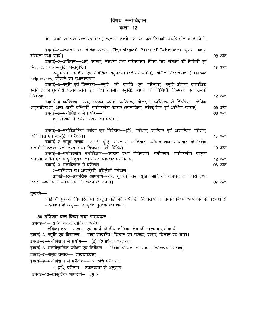 UP Board Class 12 Syllabus 2023 Mnovigyan