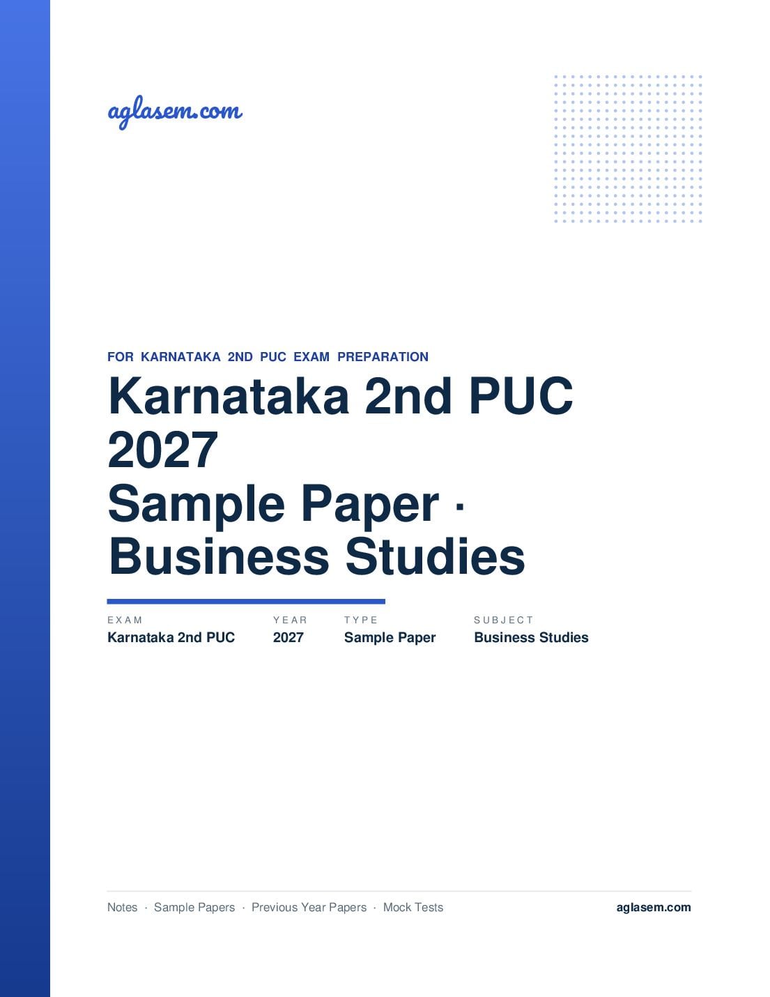 Karnataka 2nd PUC Model Question Paper 2027 for Business Studies - Page 1 of 15