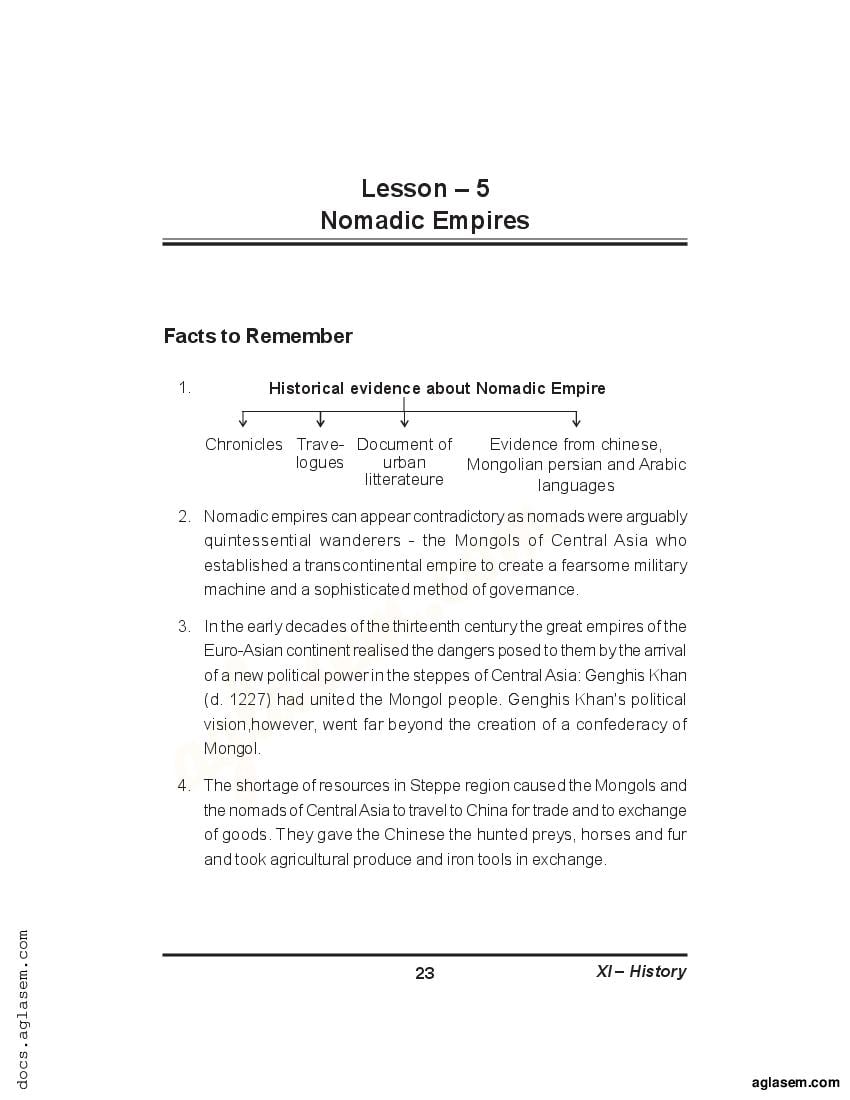 Class 11 History Notes for Nomadic Empires (PDF) - Study Material - AglaSem