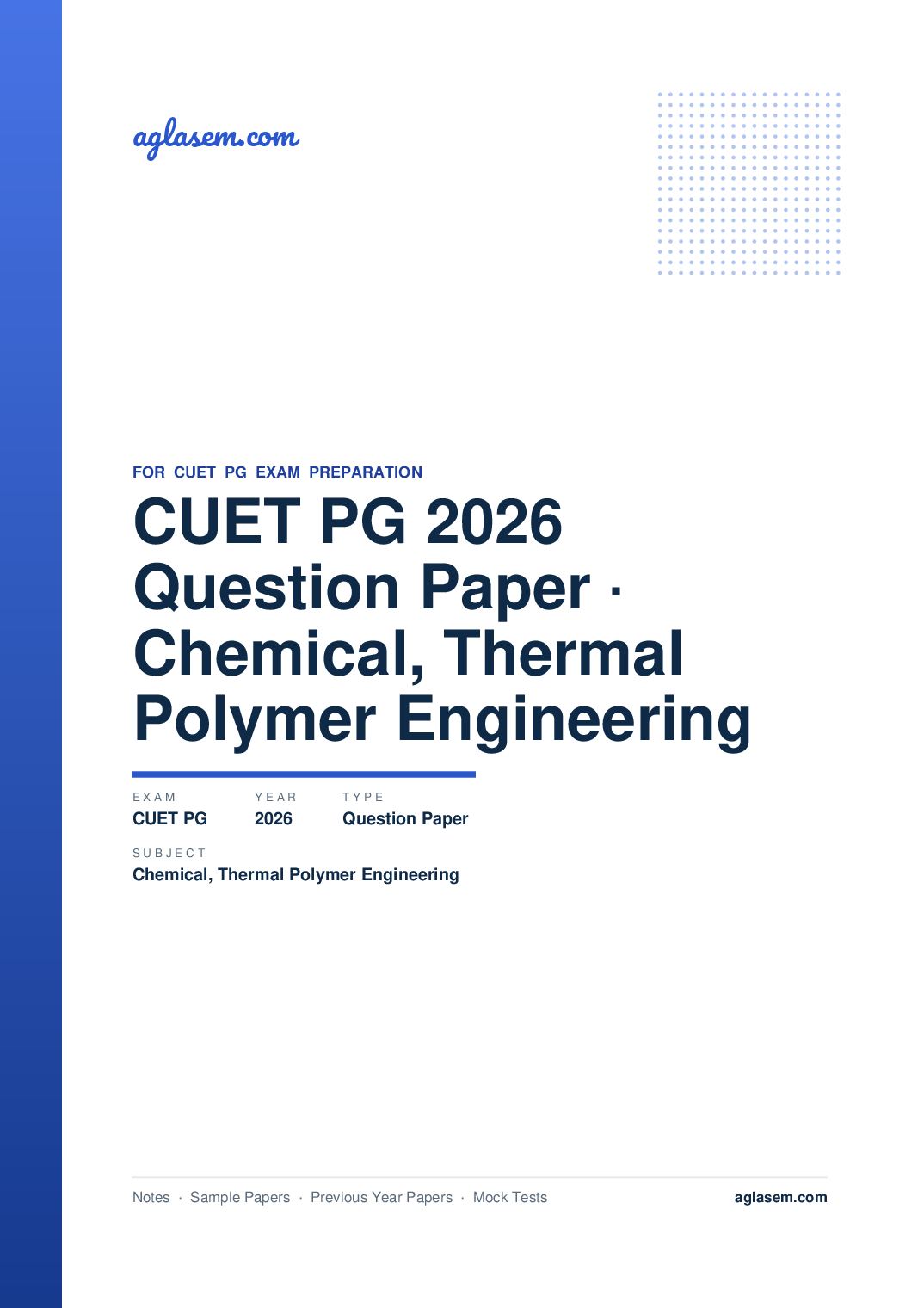 CUET PG 2026 Question Paper Chemical, Thermal and Polymer Engineering - Page 1 of 42
