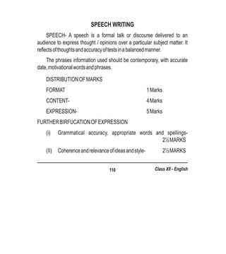 Class 12 English Speech Writing Format
