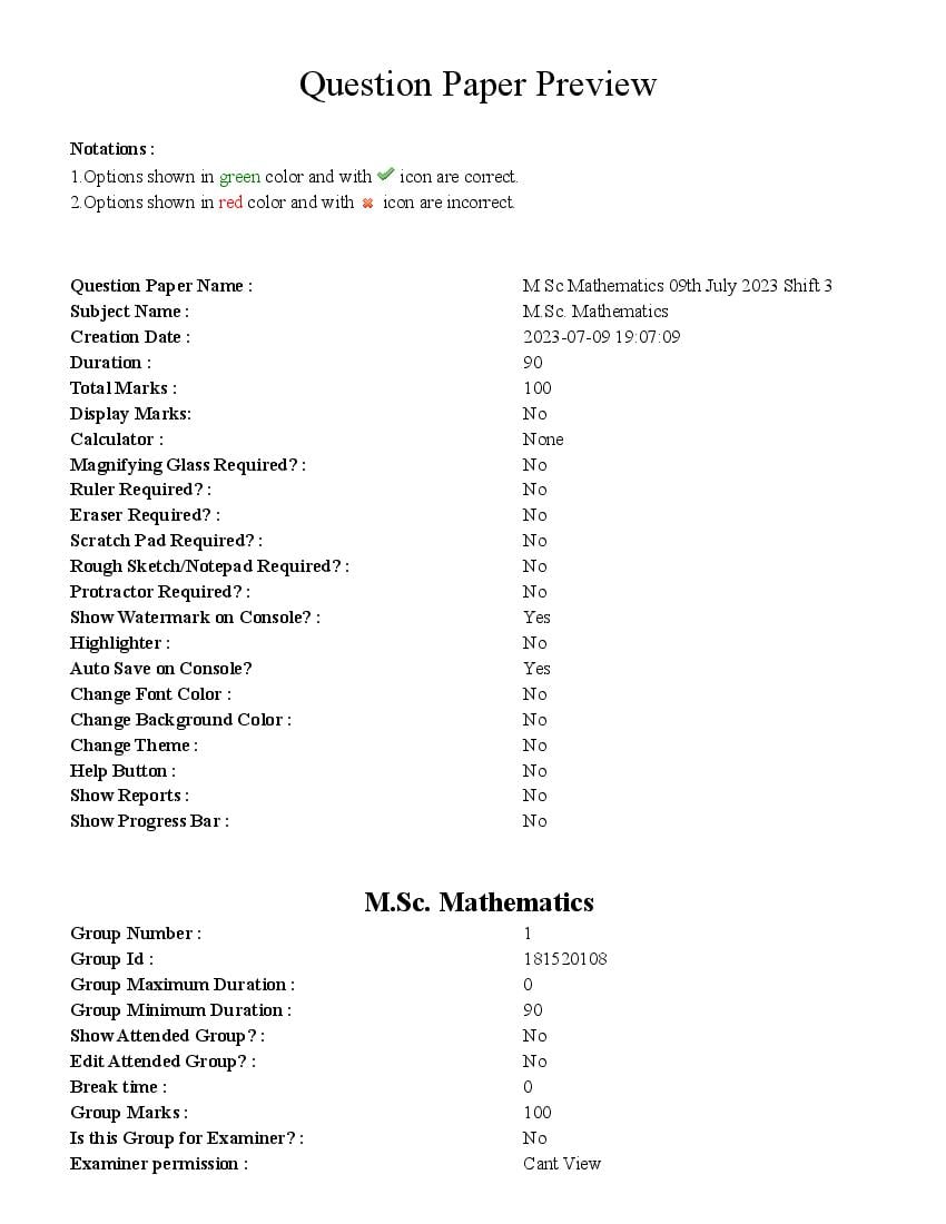 TS CPGET 2023 Question Paper M.Sc Mathematics - Page 1