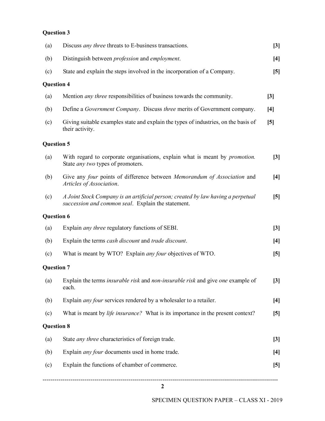 ISC Class 11 Commerce Specimen Paper 2024 (PDF) OneEdu24