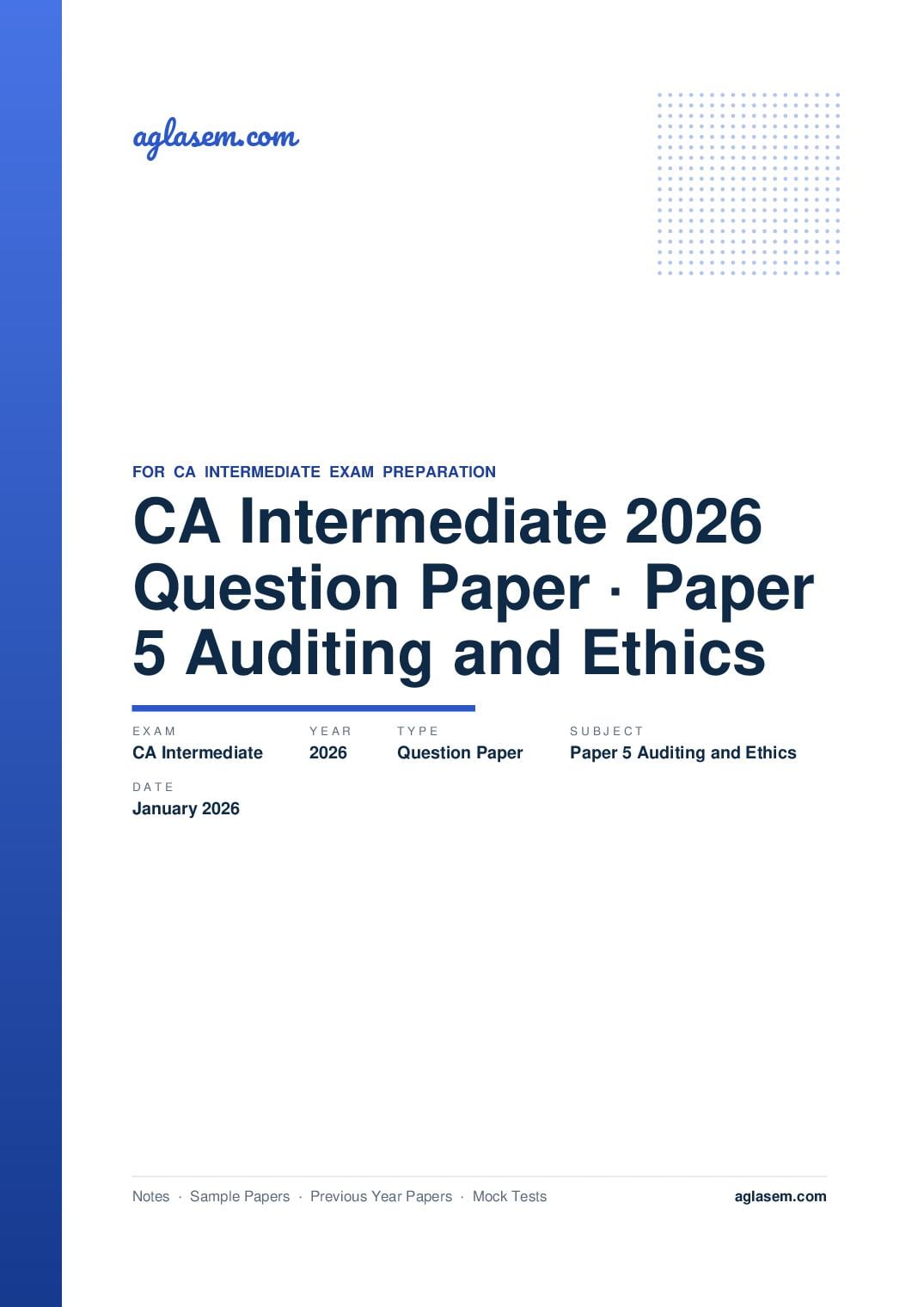 CA Intermediate January 2026 Question Paper Paper 5 Auditing and Ethics - Page 1 of 17