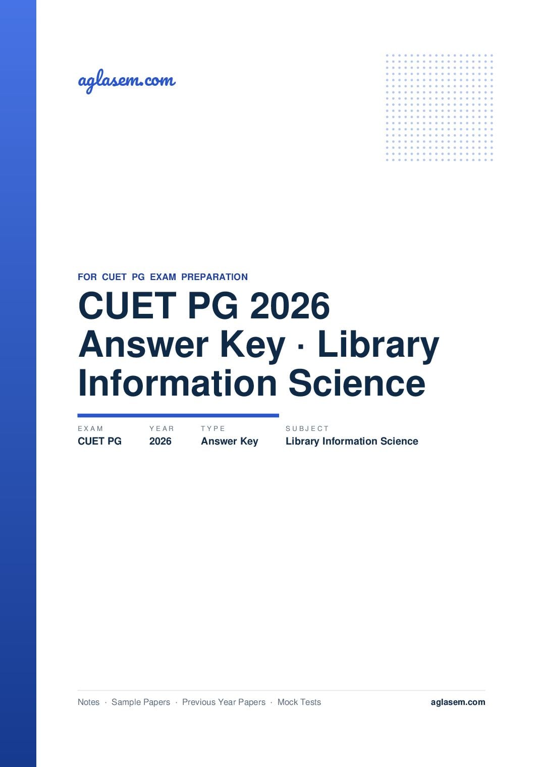 CUET PG 2026 Answer Key Library and Information Science - Page 1 of 3