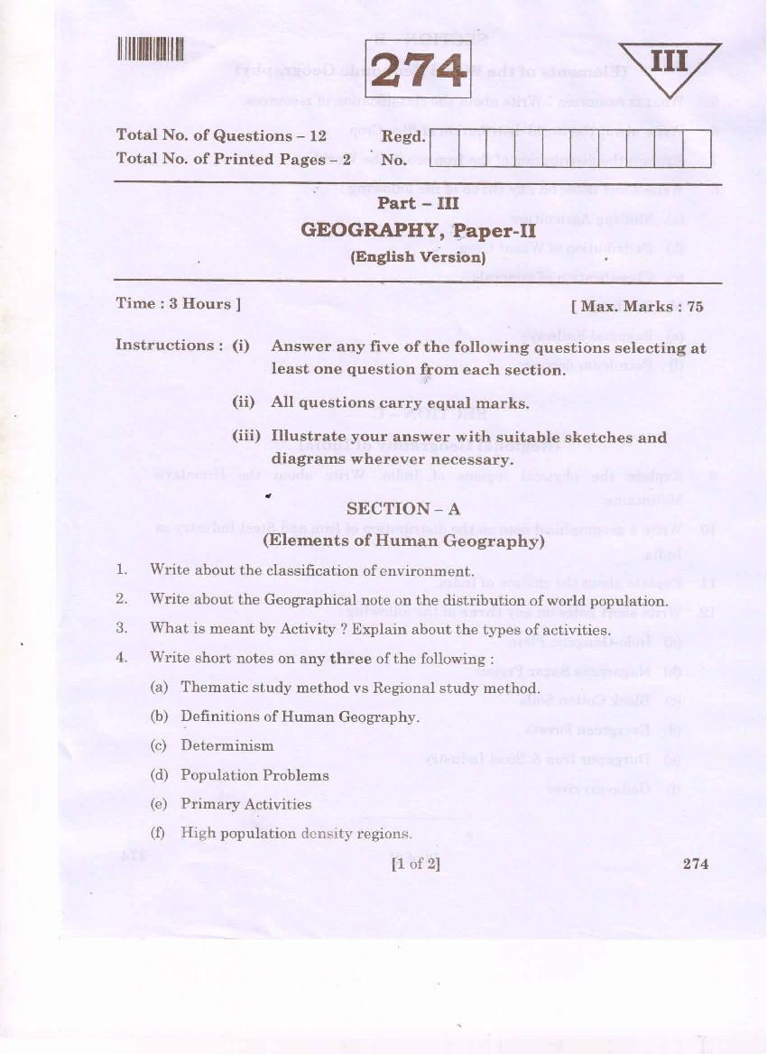 AP Inter 2nd Year Question Paper 2021 Geography - Page 1