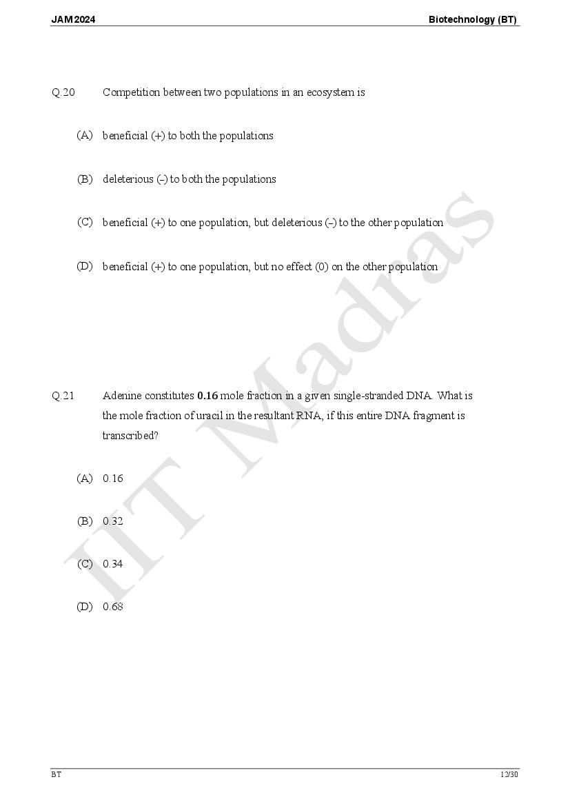 IIT JAM 2024 Question Papers PDF with Answer Keys (7 Papers)