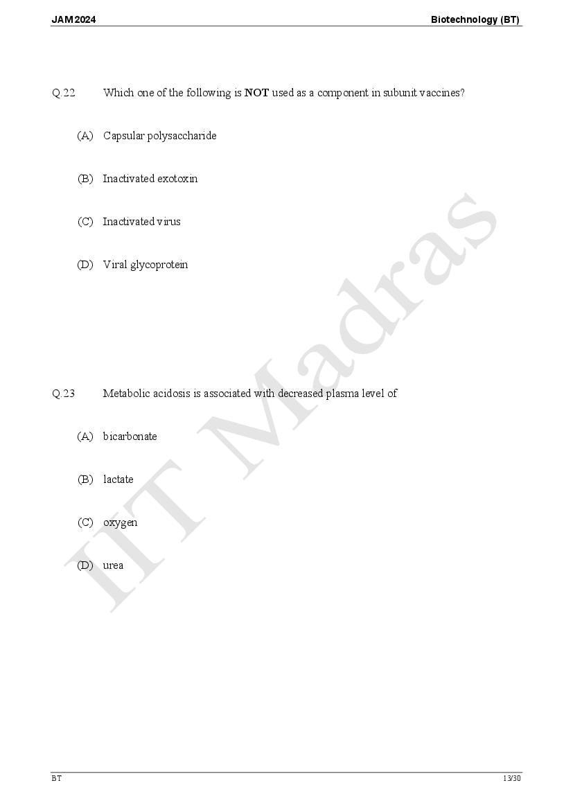 IIT JAM 2024 Question Papers PDF with Answer Keys (7 Papers)