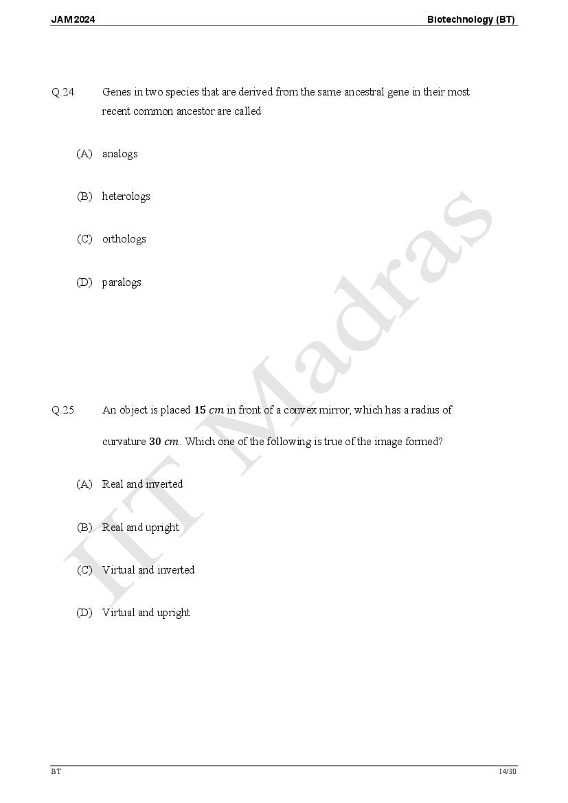 IIT JAM 2024 Question Papers PDF with Answer Keys (7 Papers)